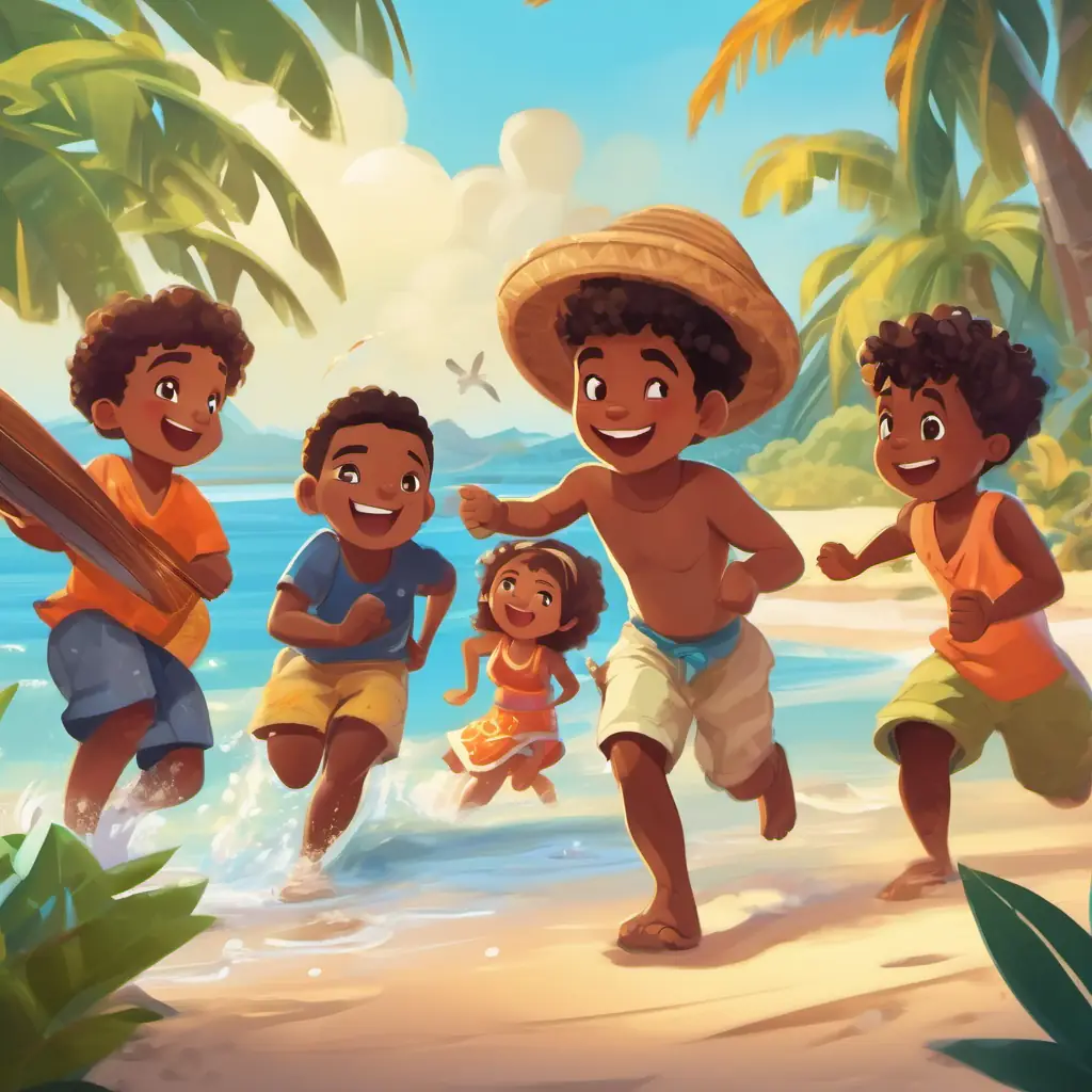 The children having fun at the beach, with their Fijian friends, learning traditional activities and music.