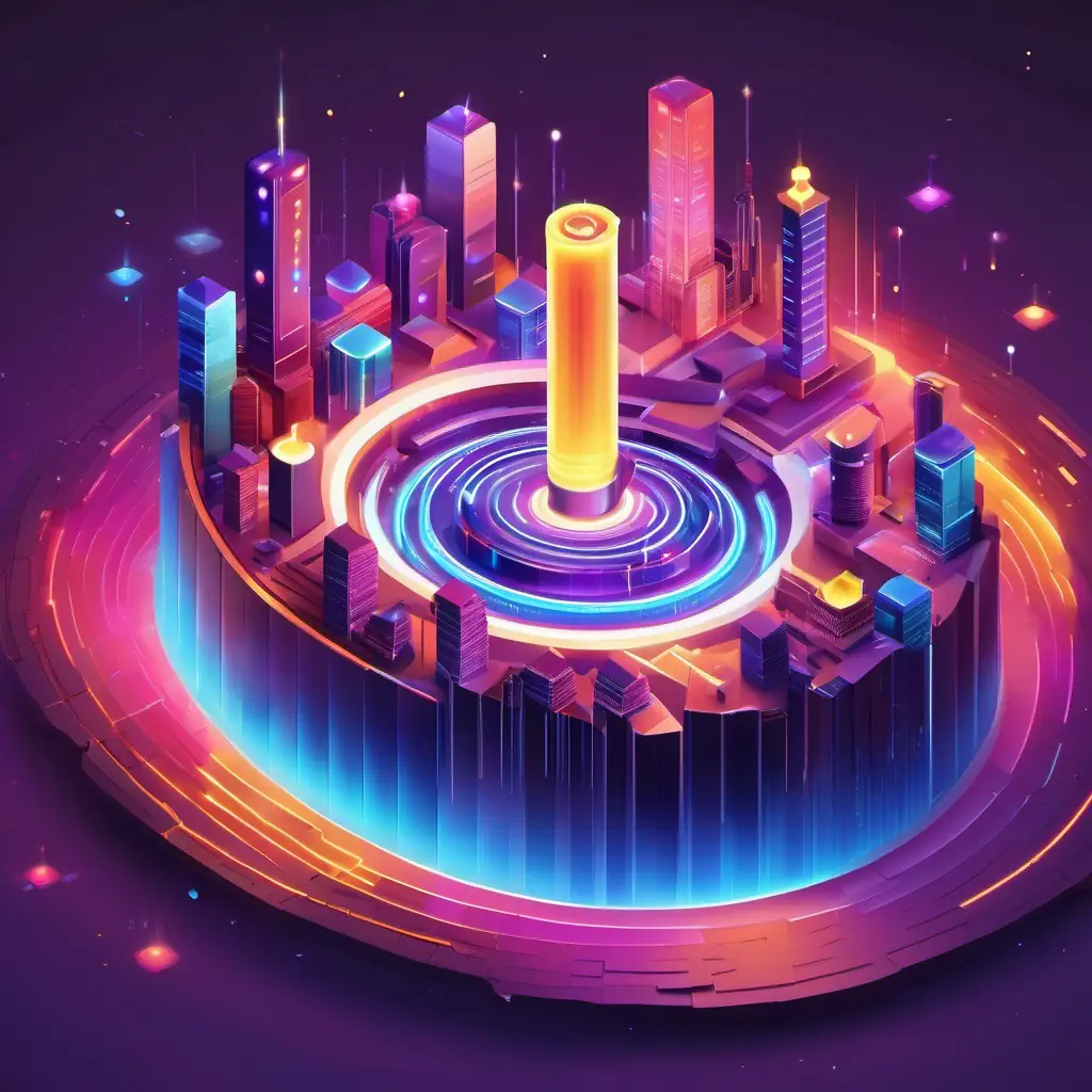 Introduction to A small, glowing dot with a bright smile, embodies energy in a virtual computer landscape.