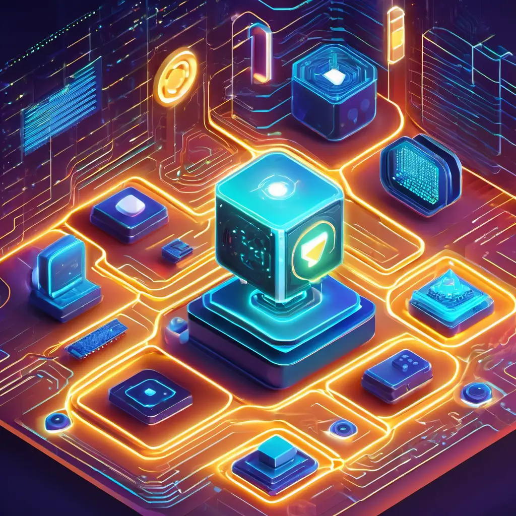 A small, glowing dot with a bright smile, embodies energy traveling through hardware, depicting data transfer.