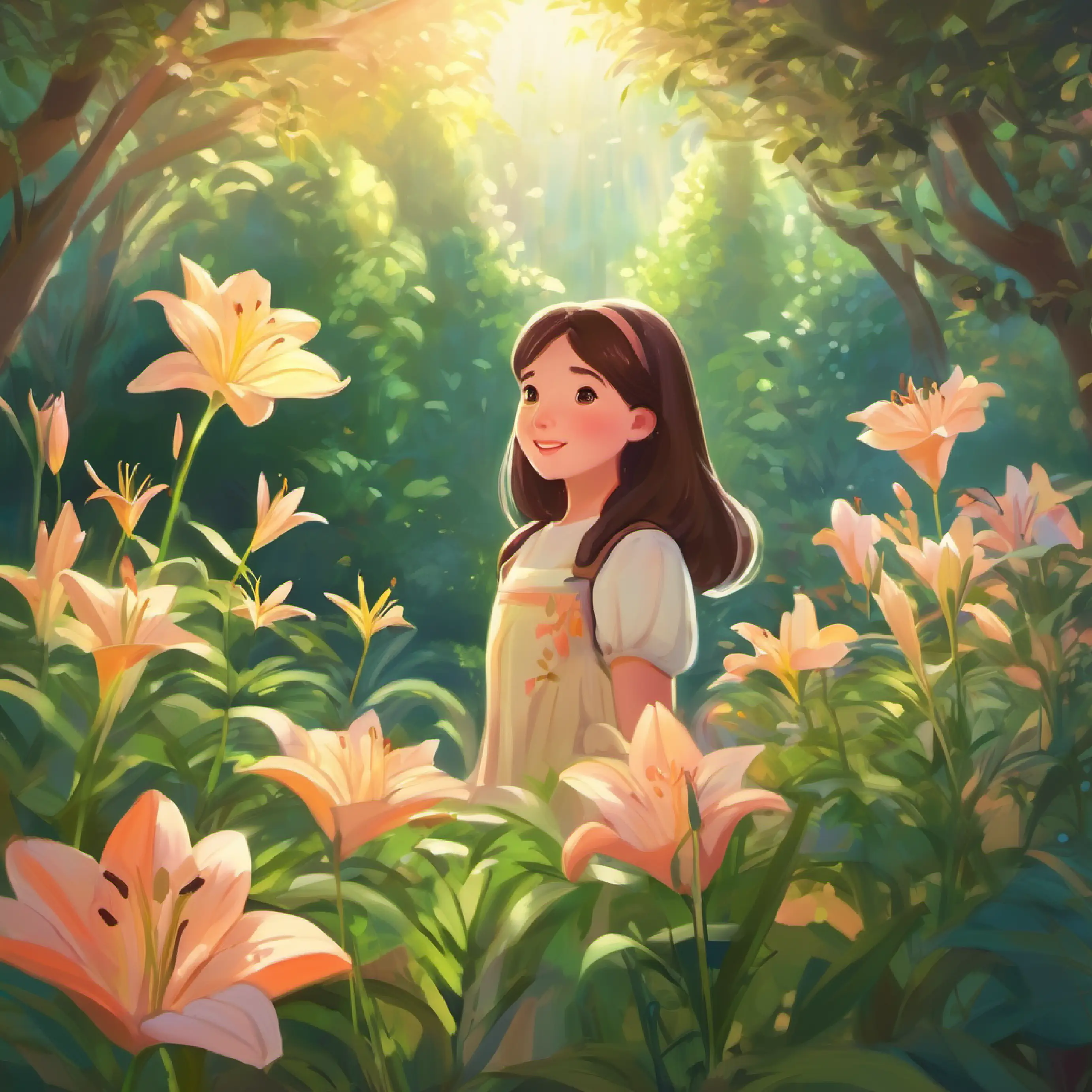 Introduction to Lily, a dreamy girl,.Remembering her dream garden, Lily said, 'Let's search together. I'm sure we'll find it!'