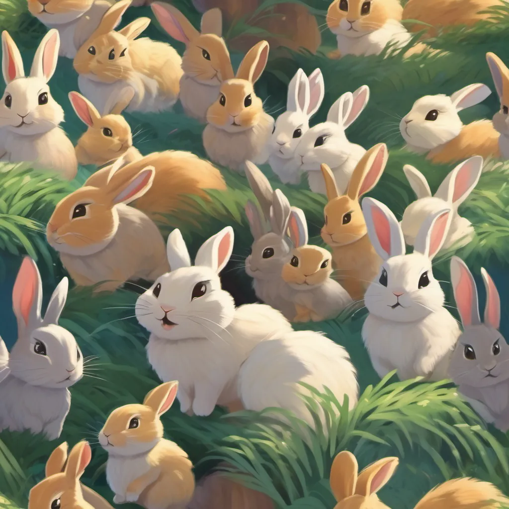 The rabbit cubs with concerned expressions, noticing the sky turning dark as they decide to head home.