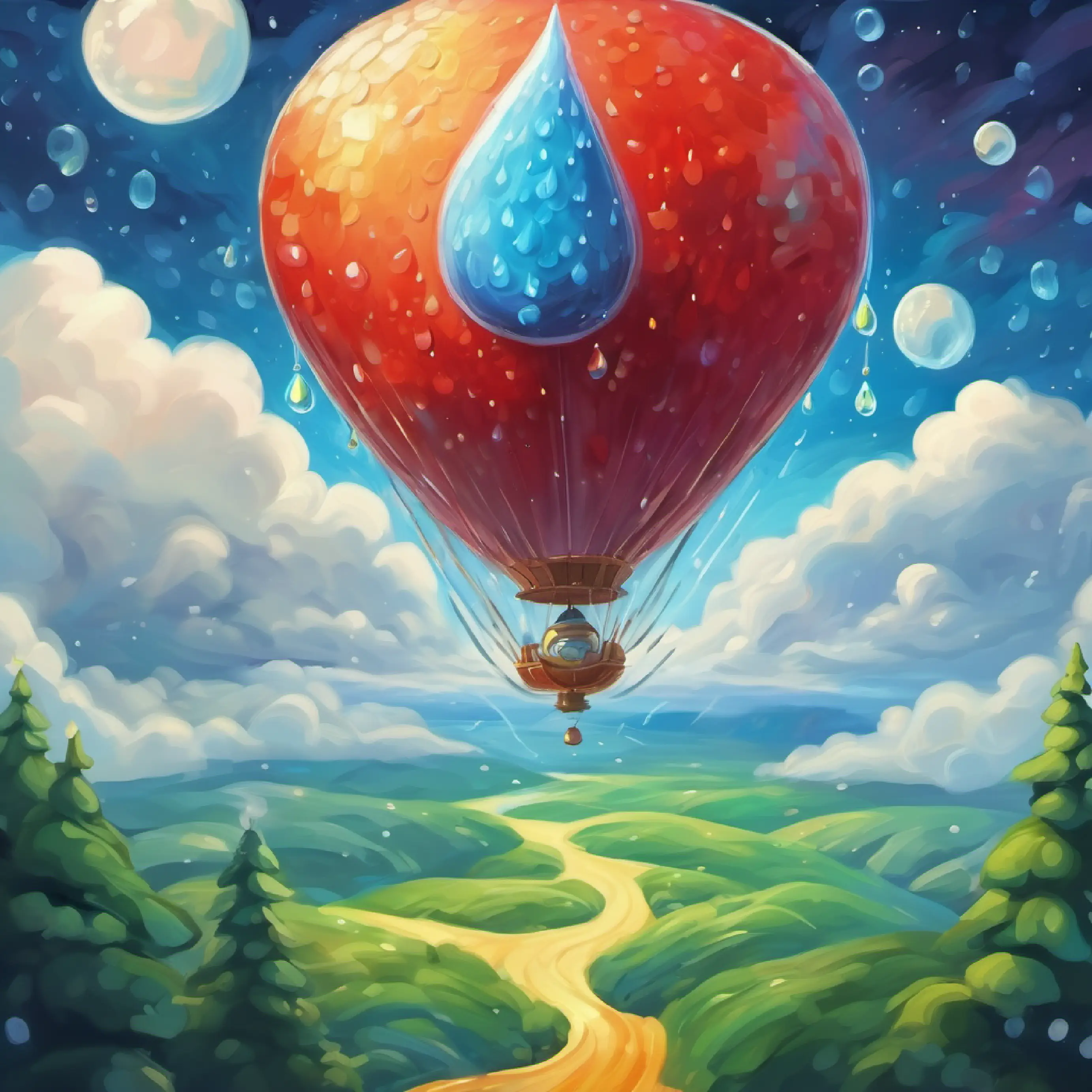Raindrop contemplates the journey to Earth from the cloud.