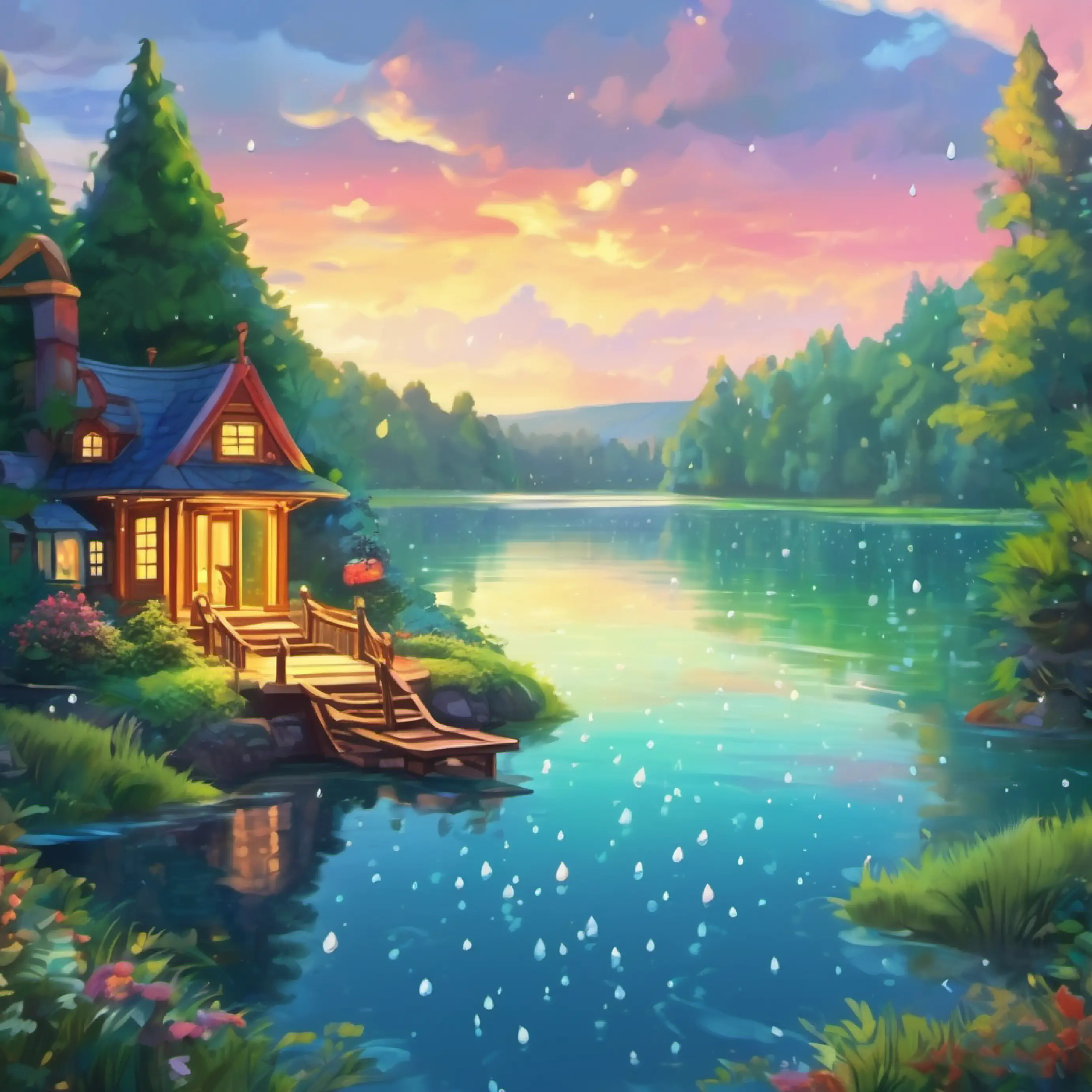 Raindrop's entrance into the lake, learning about lake ecosystems.