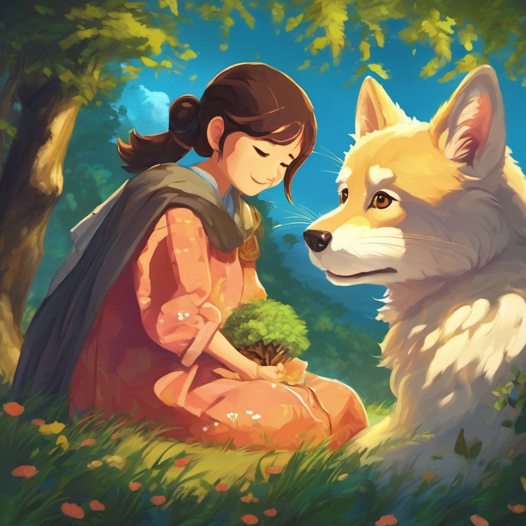 "Kallu, my dearest friend, I have missed your playful mischief, your warmth, and your true self. I allowed envy to cloud my judgment and cheated you out of what you deserved. I realized that our friendship is more meaningful than any amount of admiration from others." Kallu, touched by Ruhani's words, buried his face into his friend's fur, grateful for his honesty. They promised each other that they would cherish their friendship, free from any more misguided pranks or disguises.
