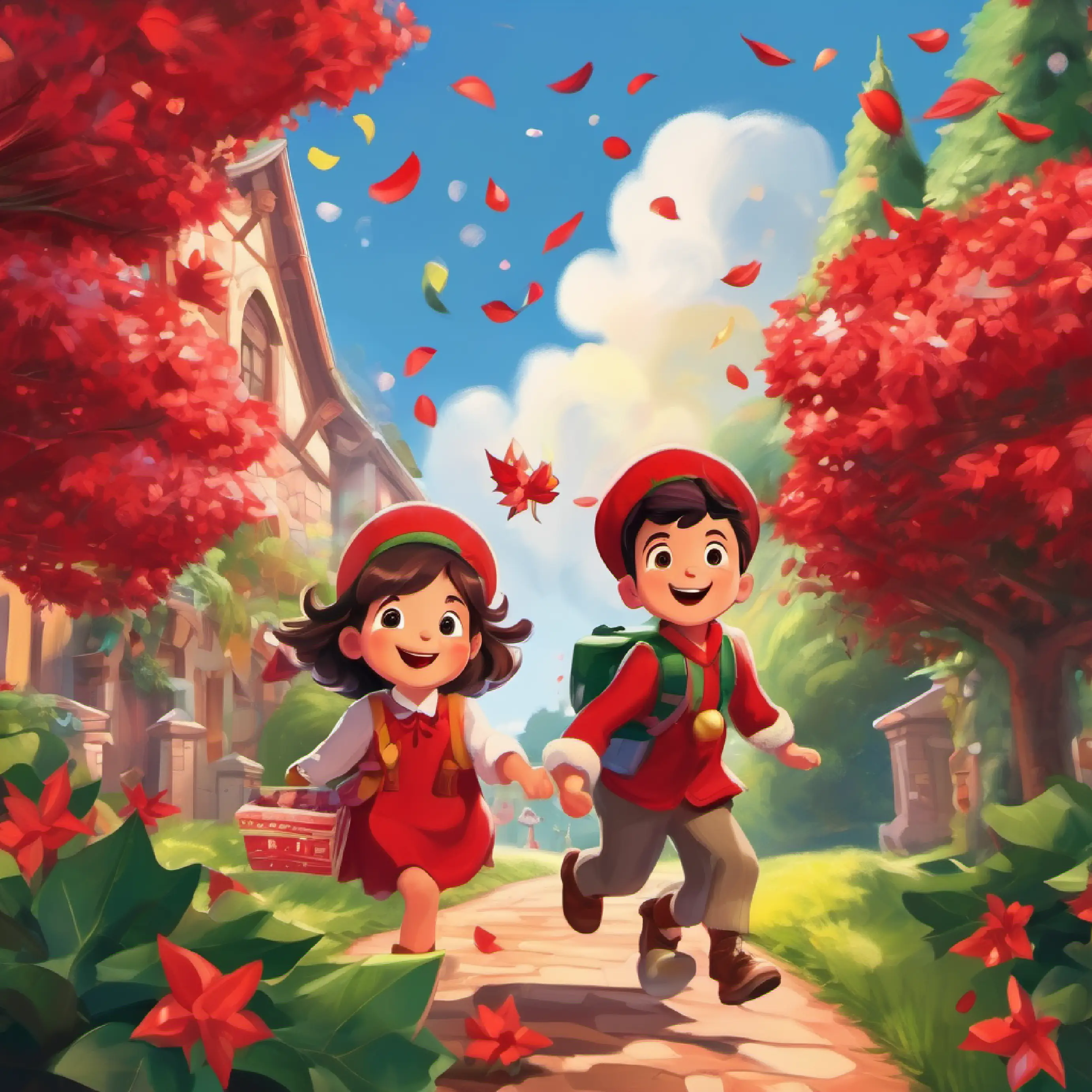 Ruby and Benny explore, adding petals and leaves, laughing and learning.