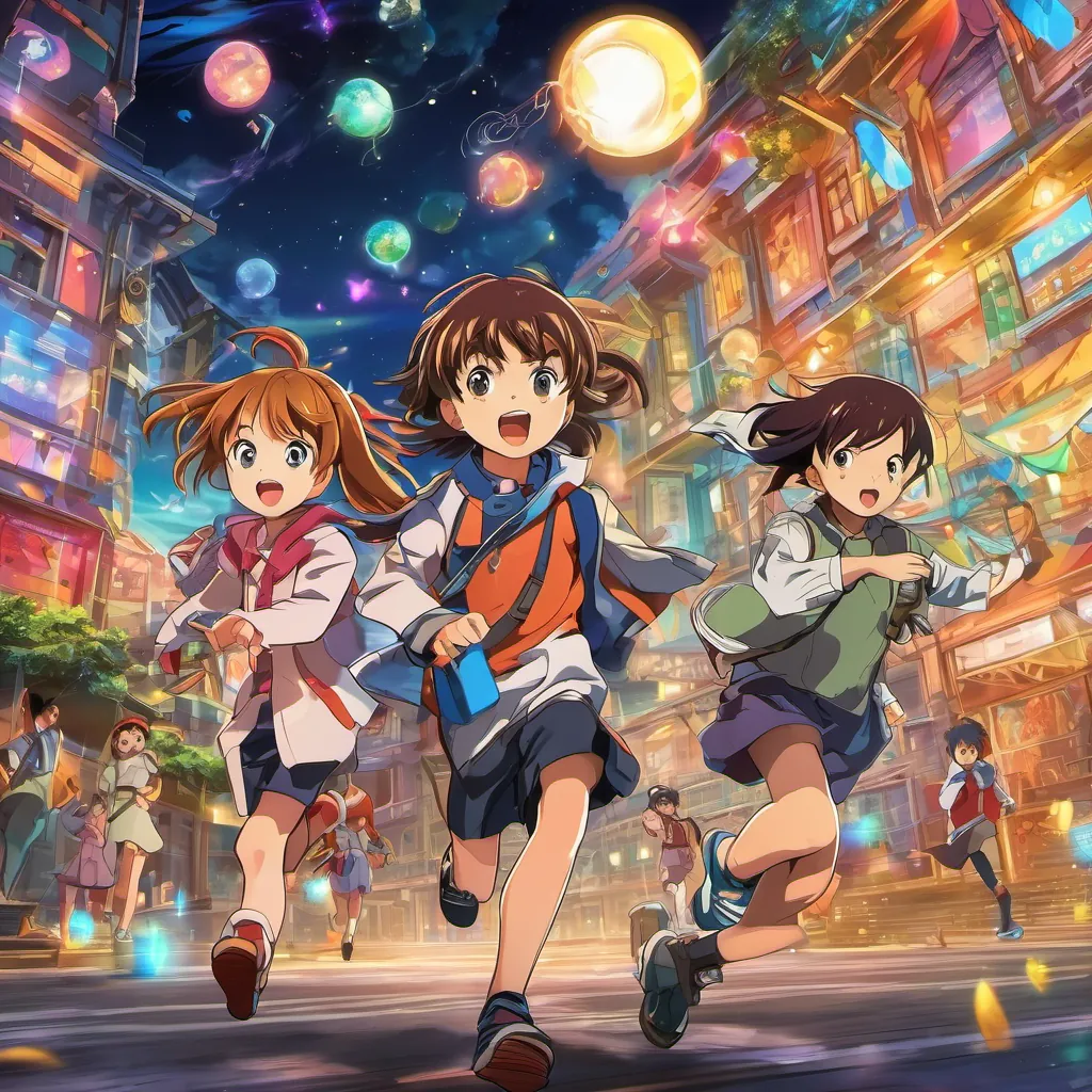 Children running with colorful and imaginative spy gadgets under a moonlit sky.