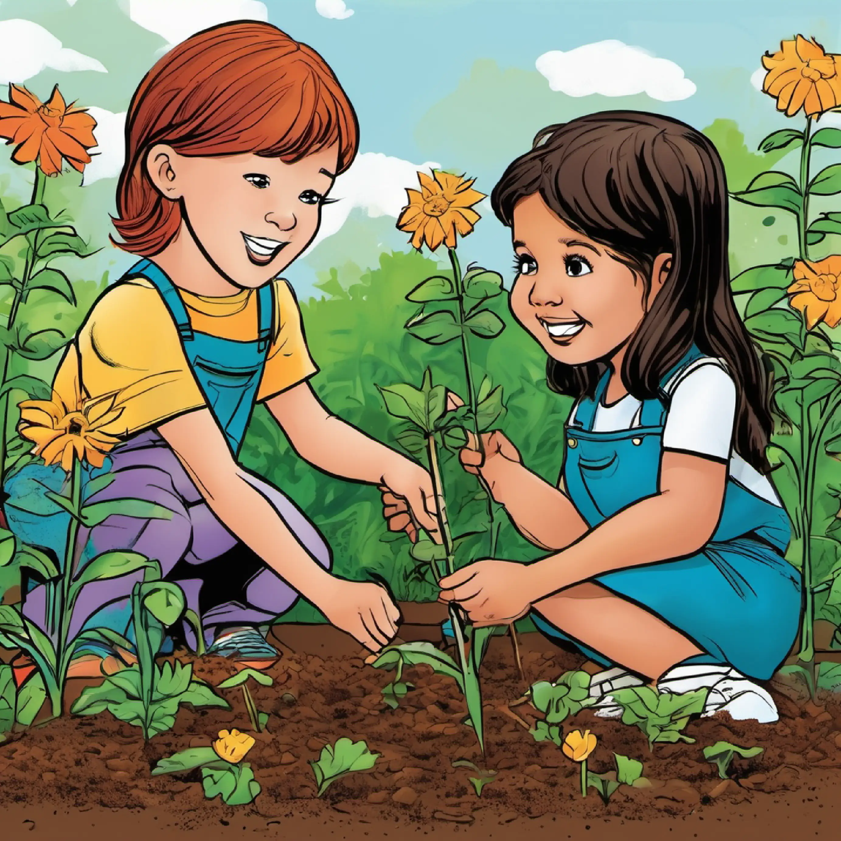 They decided to plant flowers. Mia dug little holes, and her mom planted seeds.