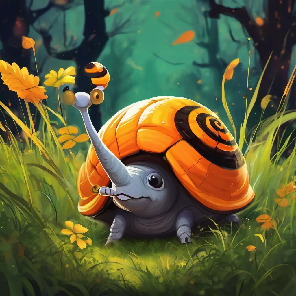 They tiptoed through the tickly grass, slipping on squishy snail trails.