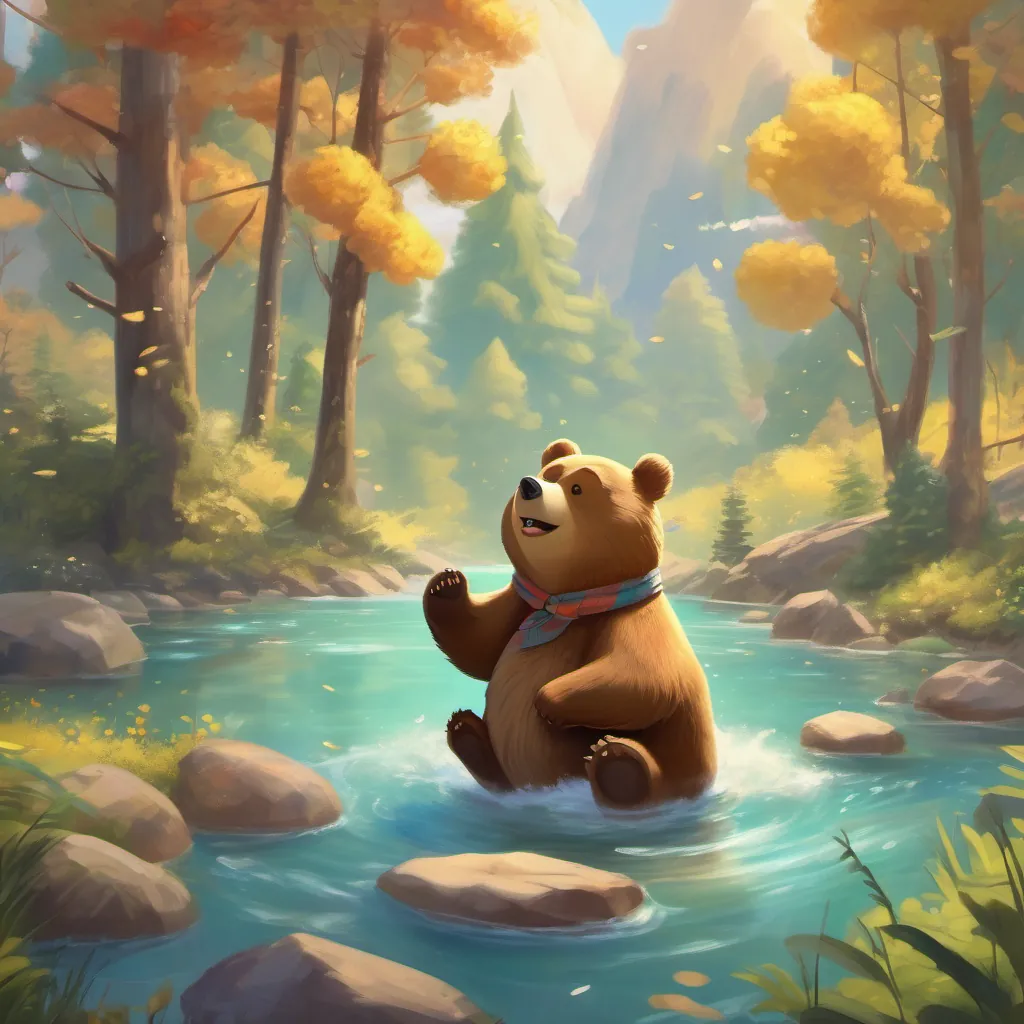 The bear sneezing, with his ears wiggling and toes jiggling, honey pot flying in the air