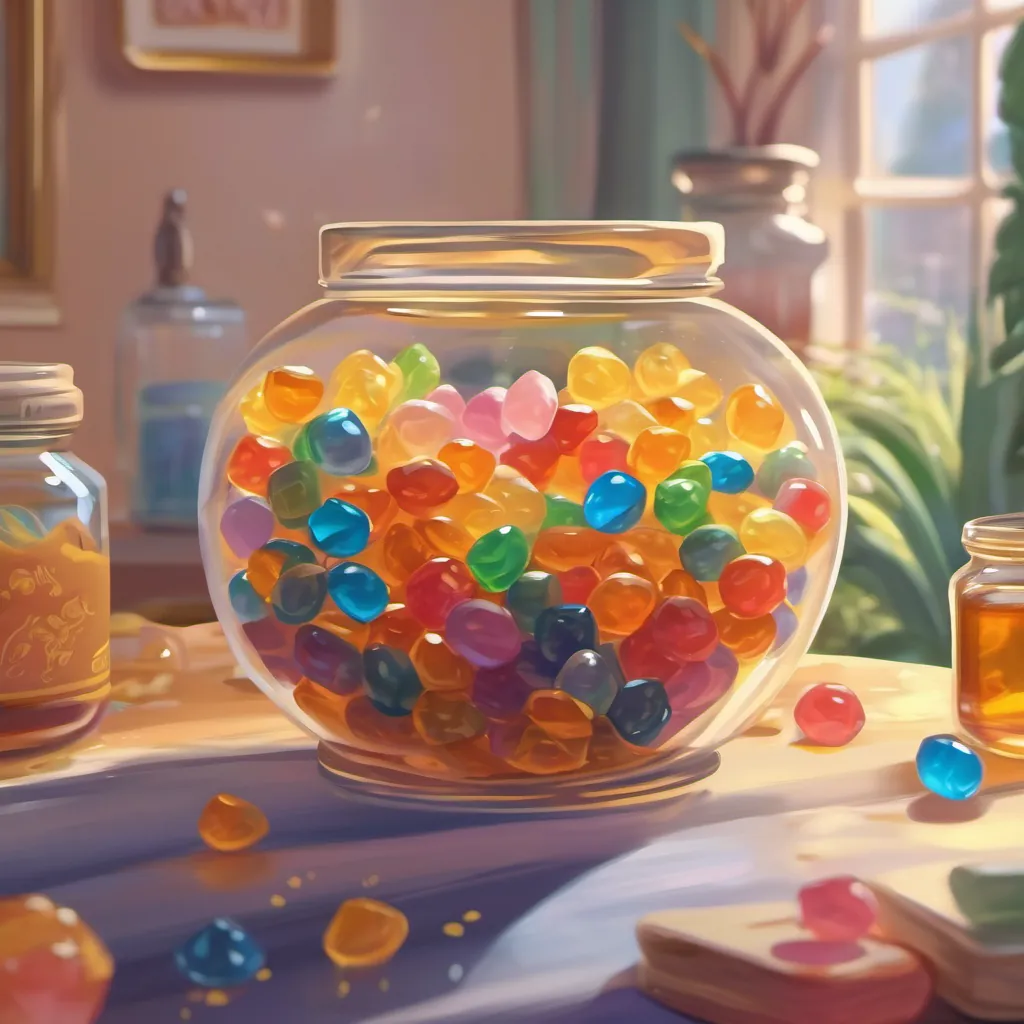 A jar filled with colorful honey-sweetened cough drops