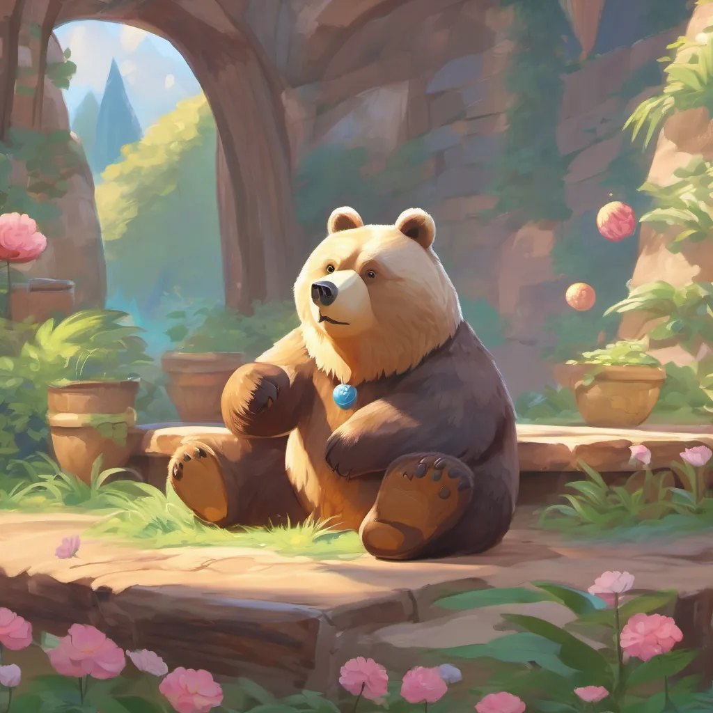 The bear with a content expression, a single cough drop in his paw