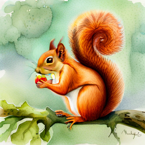 Brown squirrel with a fluffy tail - a brown squirrel with a fluffy tail