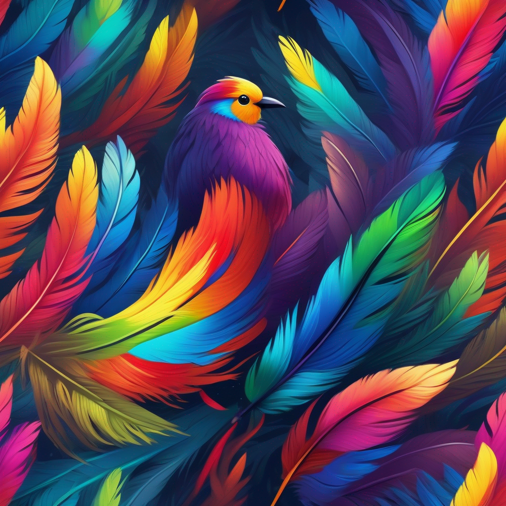 A brave bird with rainbow-colored feathers with colorful feathers