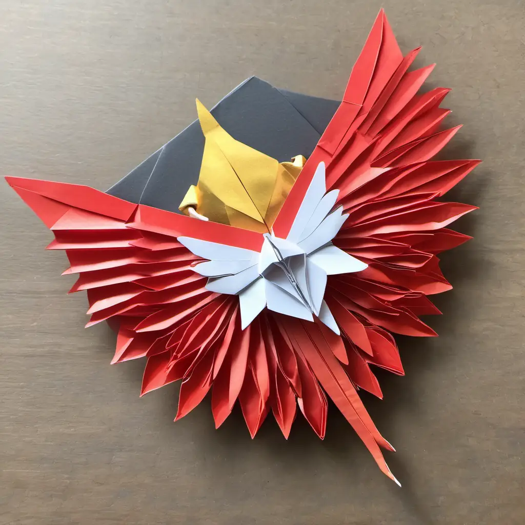 A feathery friend with bright red comb and golden wings fast asleep in his bed, dreaming of more exciting adventures to come.