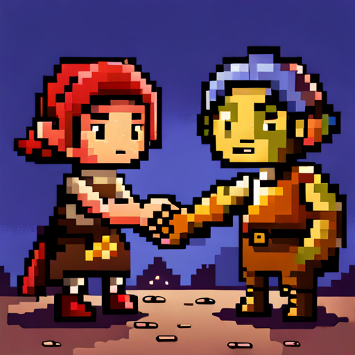 girlren and goblins shaking hands in friendship