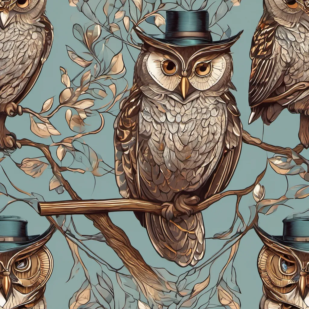 A wise, old owl wearing a monocle and holding a walking stick
