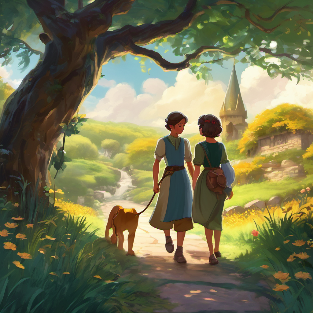 "In a village not too far away," her grandmother began, "there was a young knight named Ethan. He was courteous, kind, and possessed the heart of a lion. As fate would have it, he crossed paths with a beautiful maiden named Amelia, known for her intelligence, wit, and unwavering confidence. Their eyes met, their hearts connected, and a friendship between them began to blossom." Lily, captivated by the story, eagerly listened as her grandmother continued, "One day, as they wandered through the mystical forest, they stumbled upon a golden book of love stories. Its pages seemed to shimmer with secrets from countless tales of romance. Curiosity overcame them, and they decided to explore the stories hidden within."