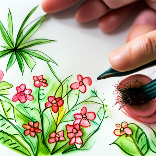 People happily planting A green plant with pink flowers and thorny stems. seeds in their gardens