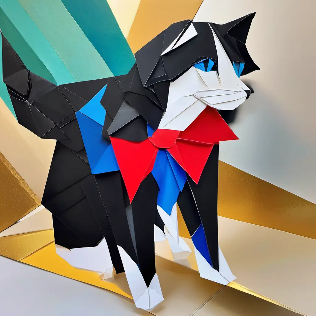 Shiny black coat, bright blue eyes, red collar with bell at home, morning excitement