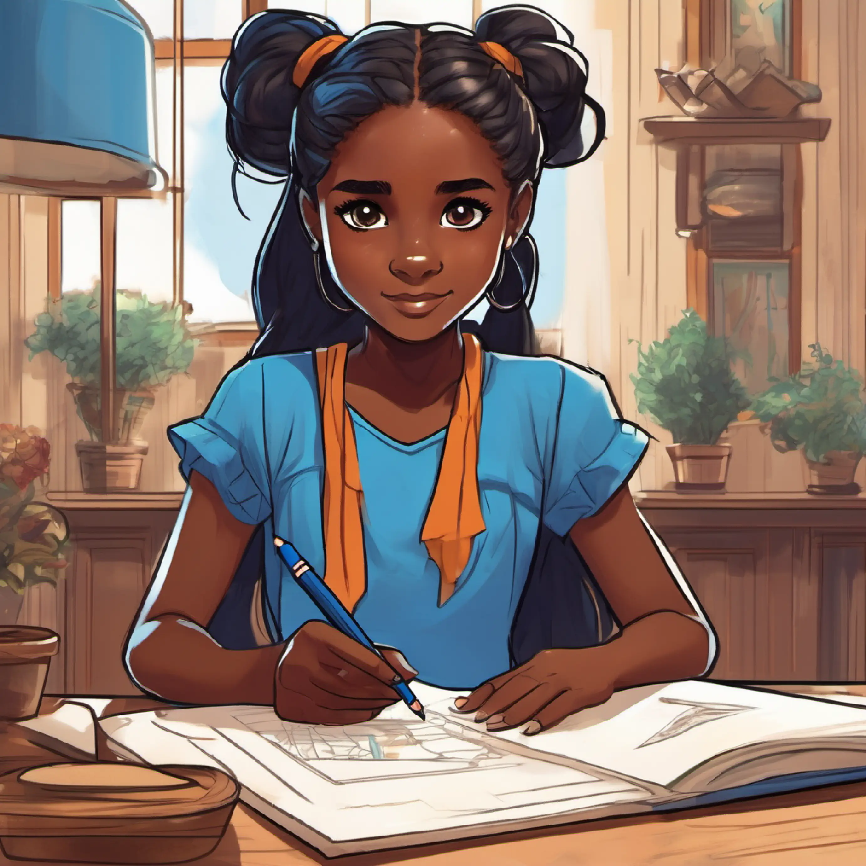 Chiedza's house, Chiedza and Tariro drawing together