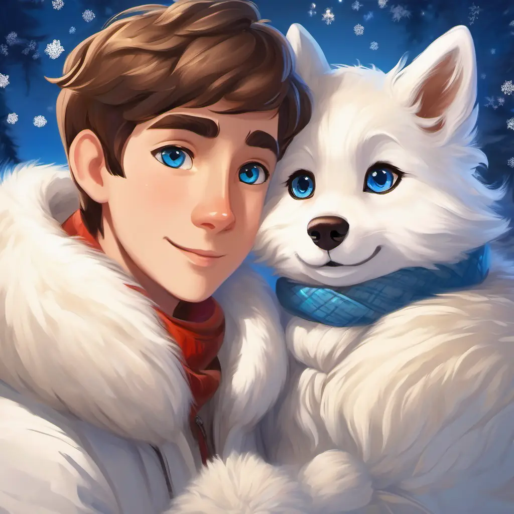 Soft brown fur, bright blue eyes and Silky white coat, gentle brown eyes share their values, emphasizing friendship, kindness, and understanding.