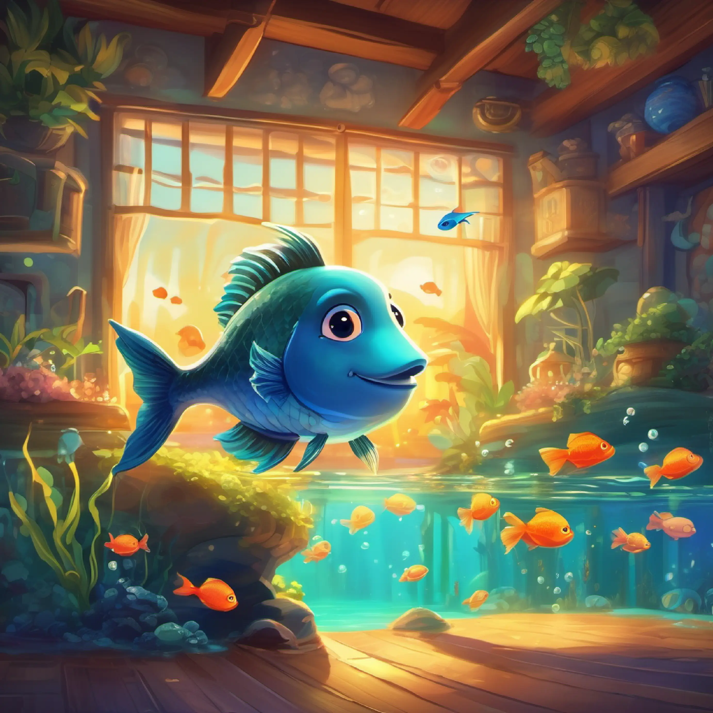 Introduction of A little fish with bright scales and big dreams in his ocean home, dreaming of treasure.
