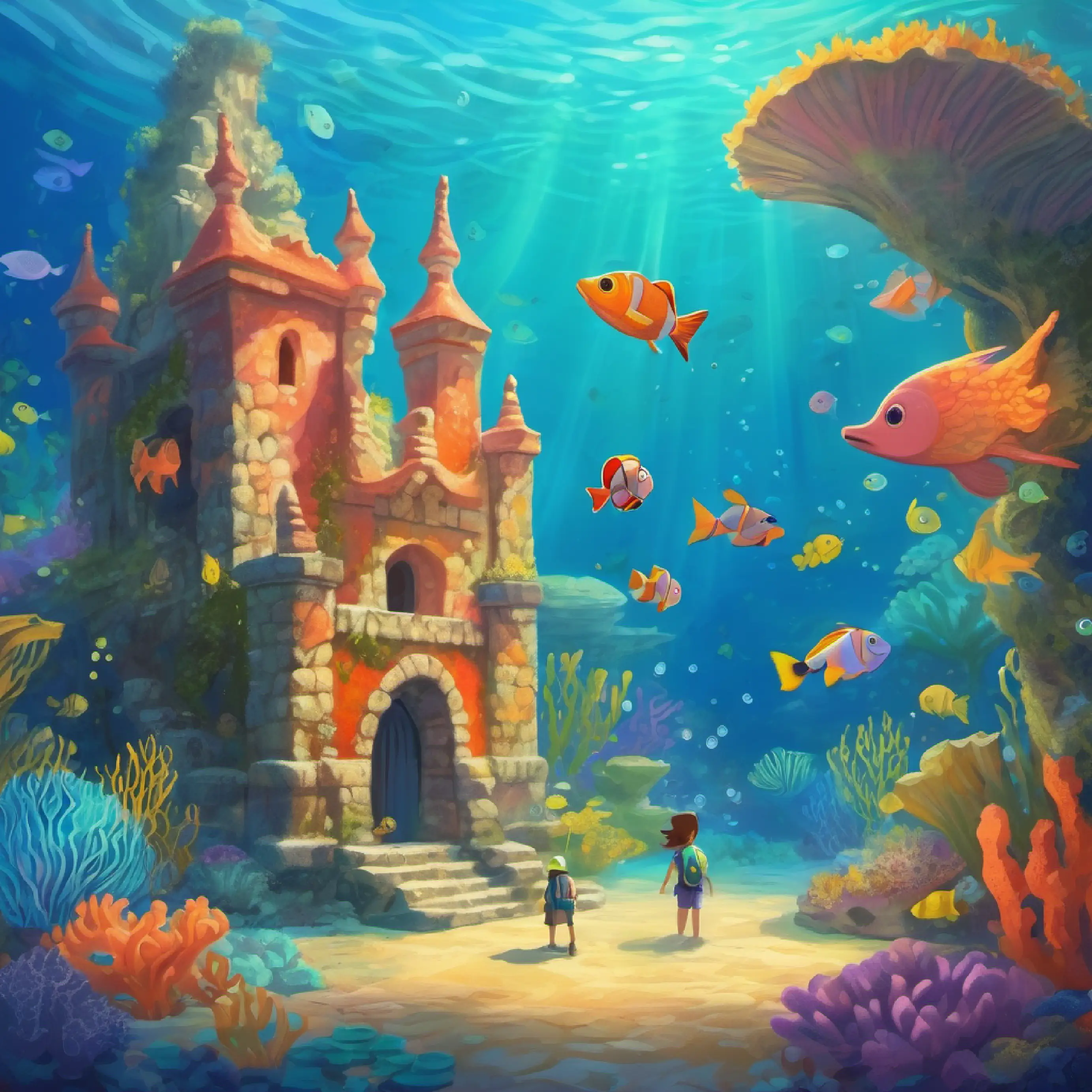 A little fish with bright scales and big dreams's journey to the Coral Castle, meeting sea creatures.