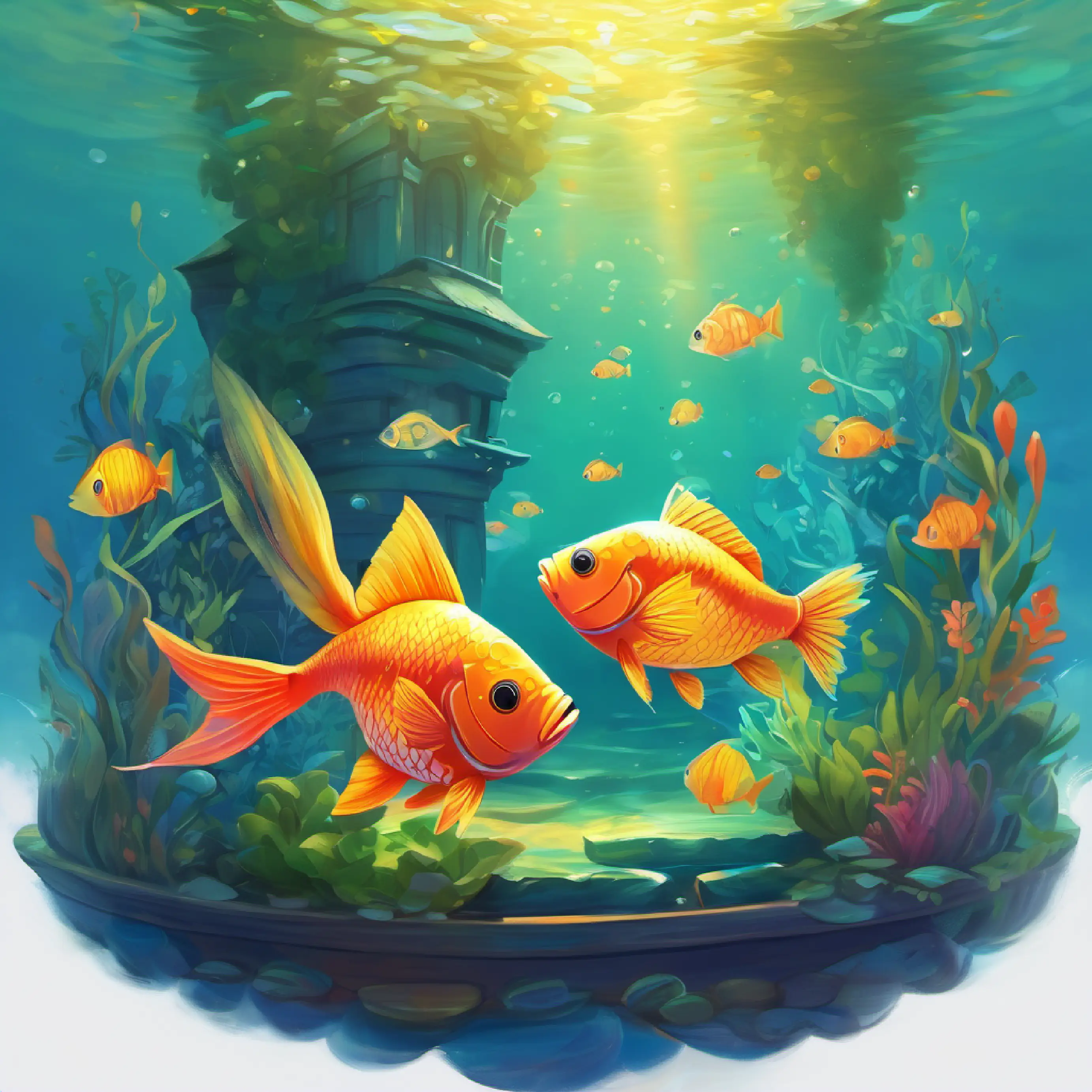 A little fish with bright scales and big dreams learns the true treasure and happily returns home.
