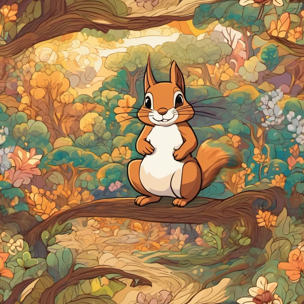 Squiggles the Squirrel, energetically drawing intricate and magical maps, energetically drawing intricate and magical maps.
