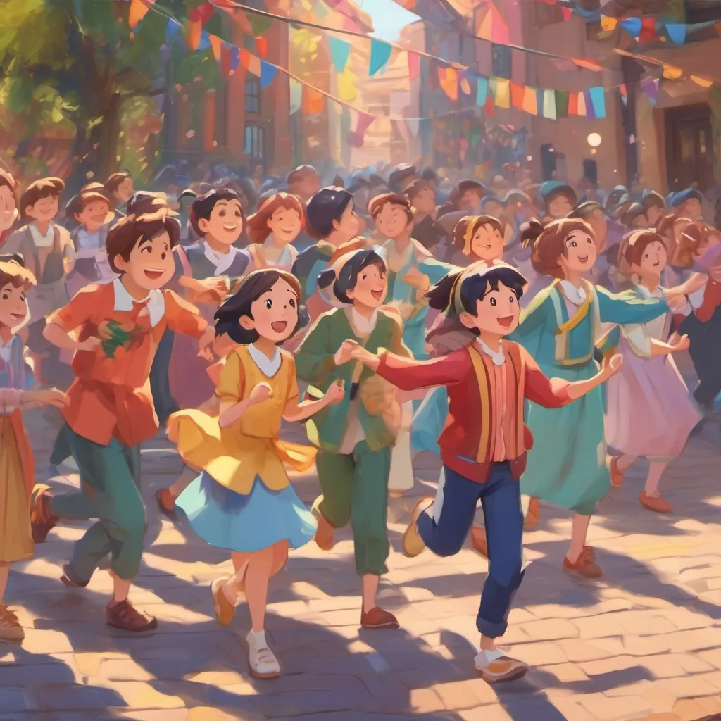 University students singing and dancing in colorful attire, filled with joy and happiness.