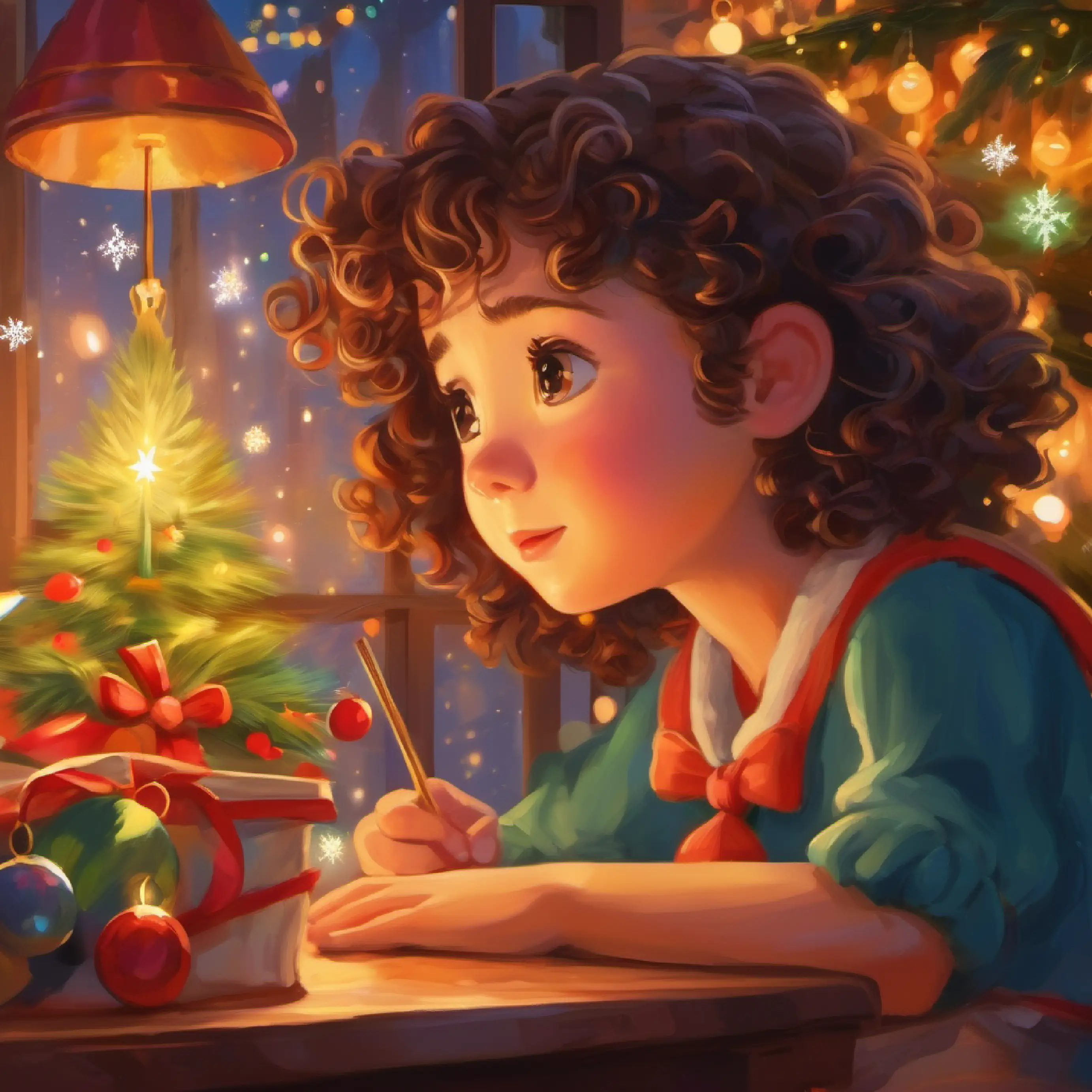 Curly-haired girl with amber eyes, spirited and dreamy's friends are moved by her dream movie's heartfelt ending.