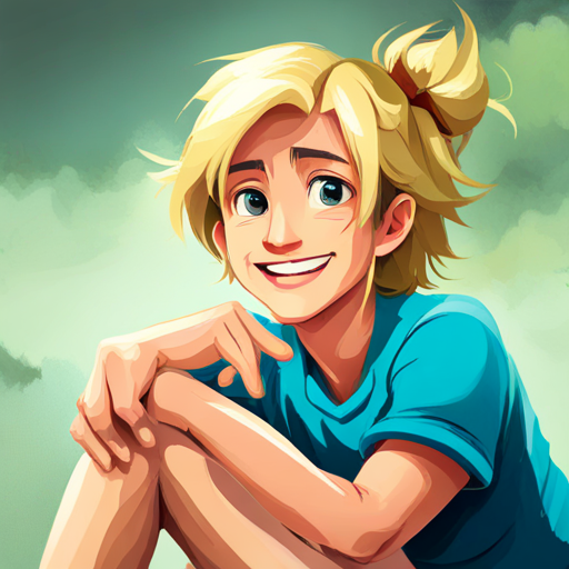 Blonde hair, green shirt, blue shorts, always smiling being honest and promoting the benefits of water