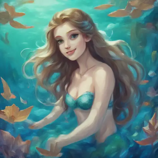 Mermaid with blue eyes, radiant smile, and long hair's living situation, love from her mother.