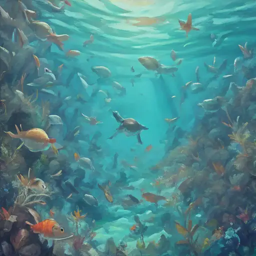 Swimming through the ocean, encountering sea life.