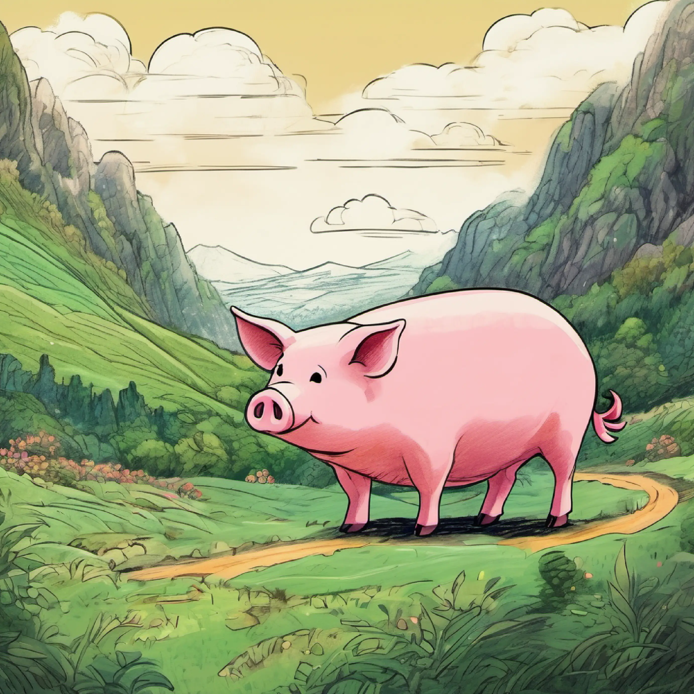 Piggy unaware of the terrain change.