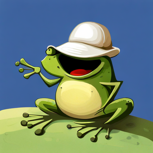 A friendly frog with a big smile and an explorer hat the frog with a big smile on his face