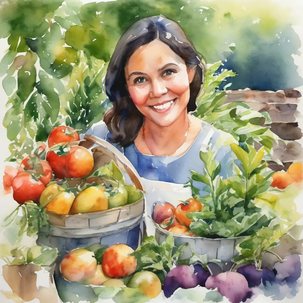 Mother and Bright eyes, eager smile, growing confidence in the garden, picking ingredients, nature setting.