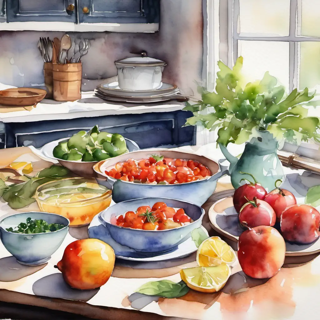 Kitchen setting, culinary education, emphasis on taste and presentation.