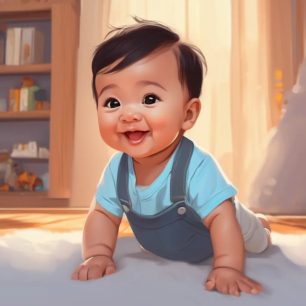 Cute adorable baby boy Filipino/caucasian Grayson babbles happily, feeling the warmth and love from his big, blended family.