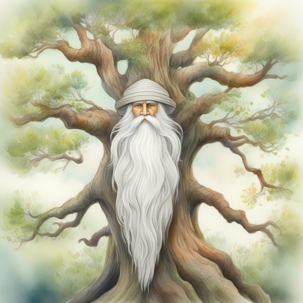 A wise old tree named A wise old tree with a long white beard. with a long white beard.