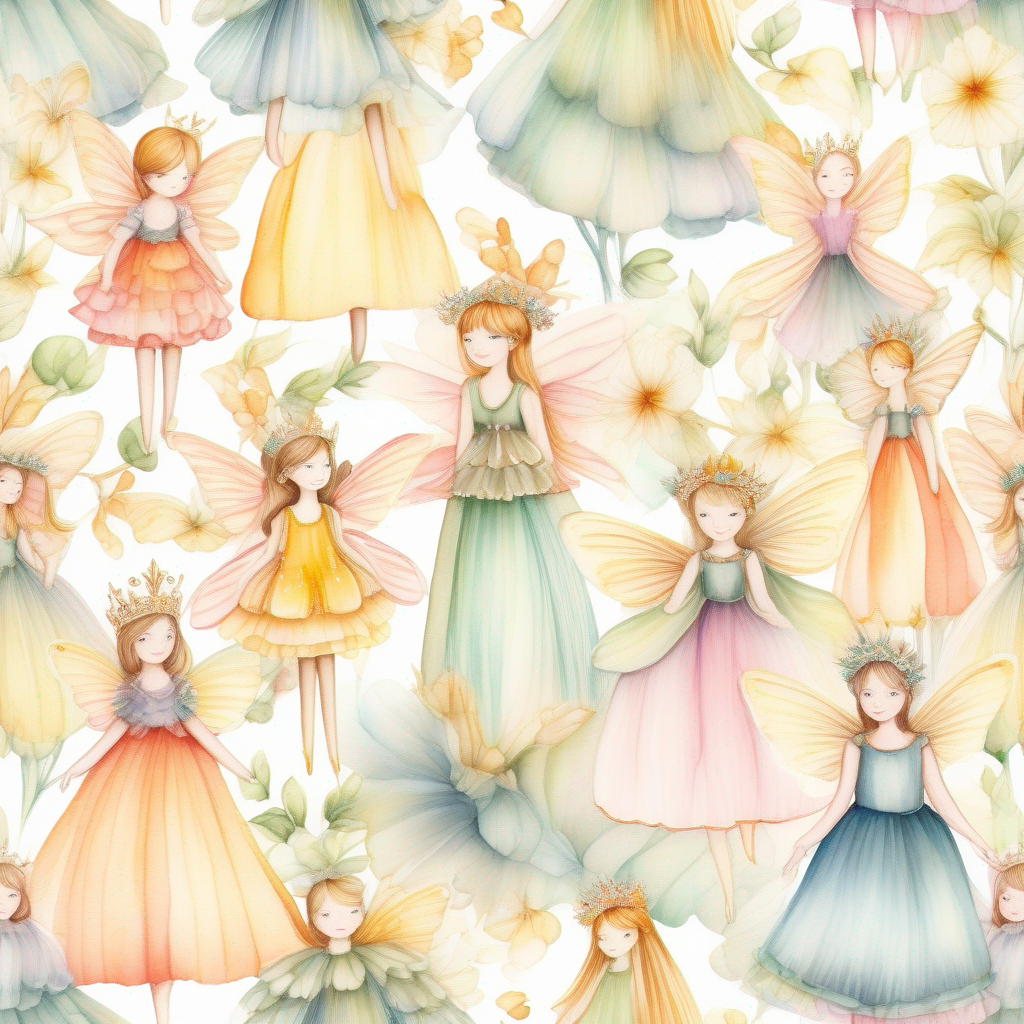 A kingdom of fairies with tiny wings and dresses made of petals.