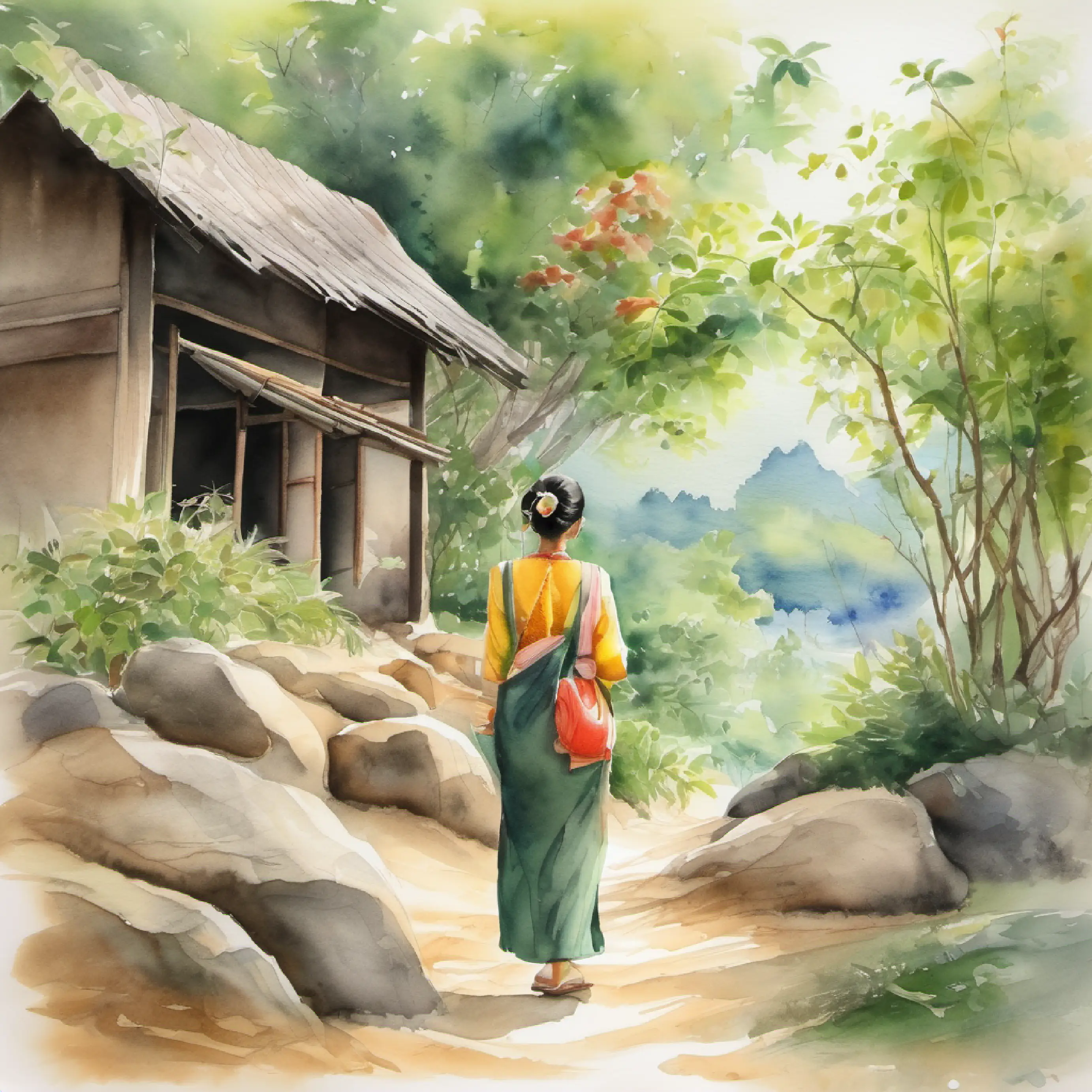 Ploy Sai enjoying nature in the village.