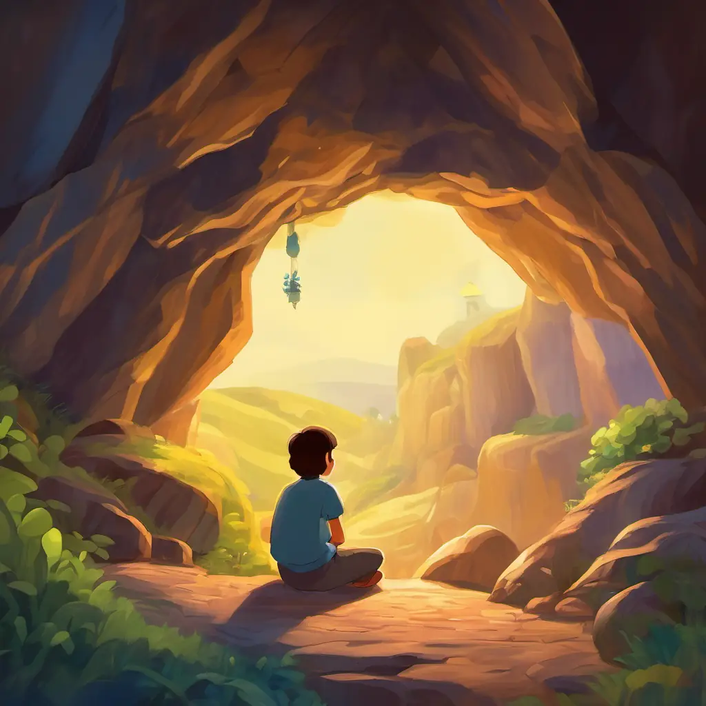 Taking shelter in a cave, telling stories.