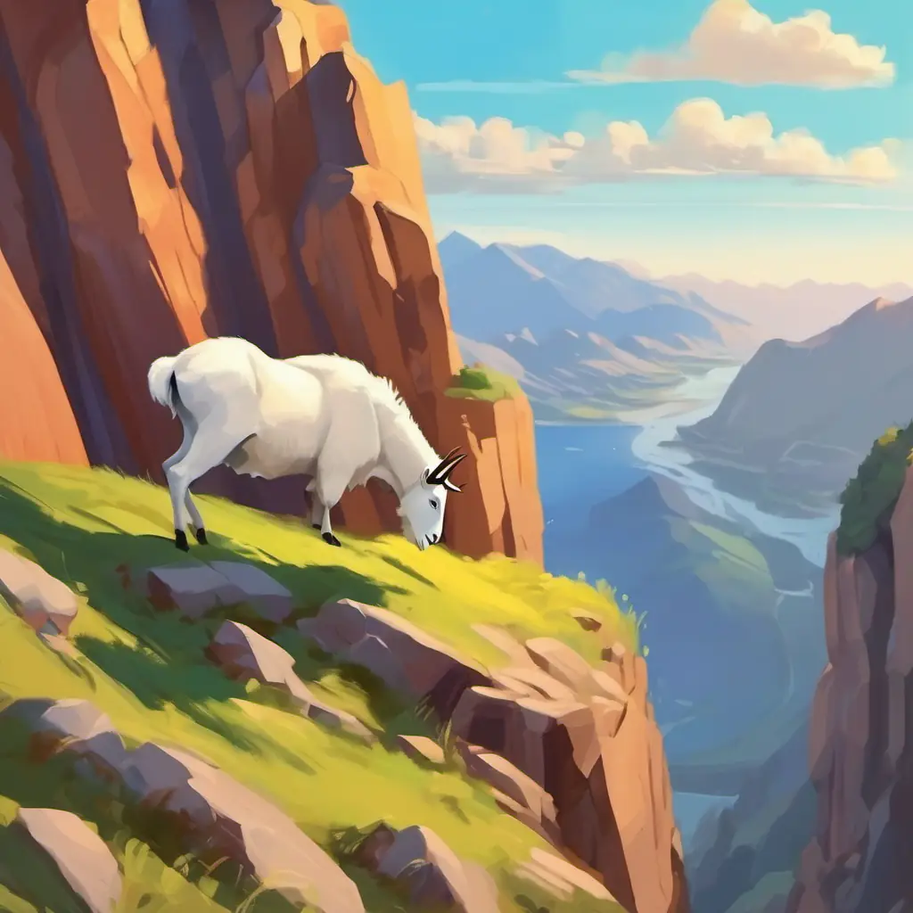 Encountering mountain goats on a cliff.