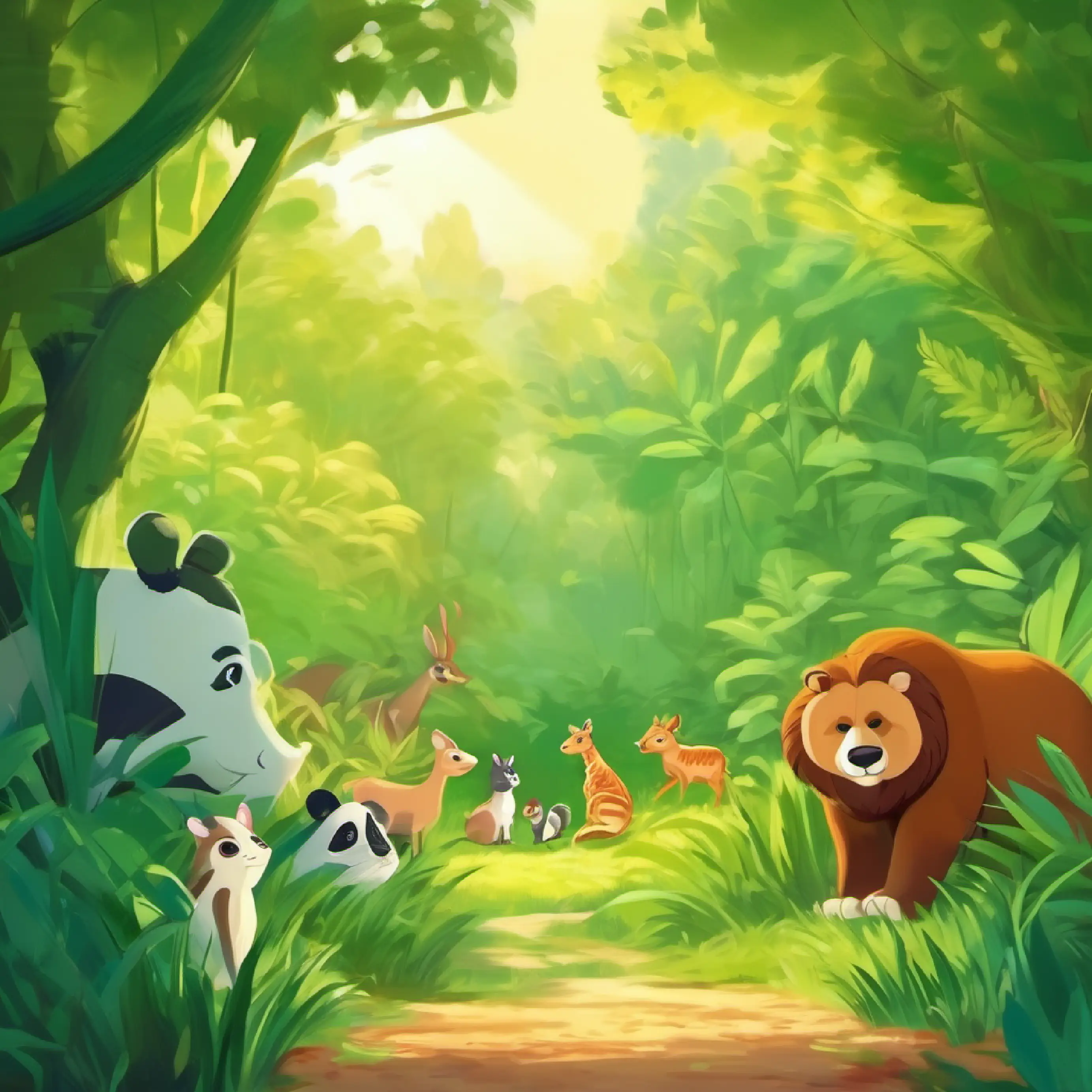 Introduction to the animal friends in the green zoo setting.