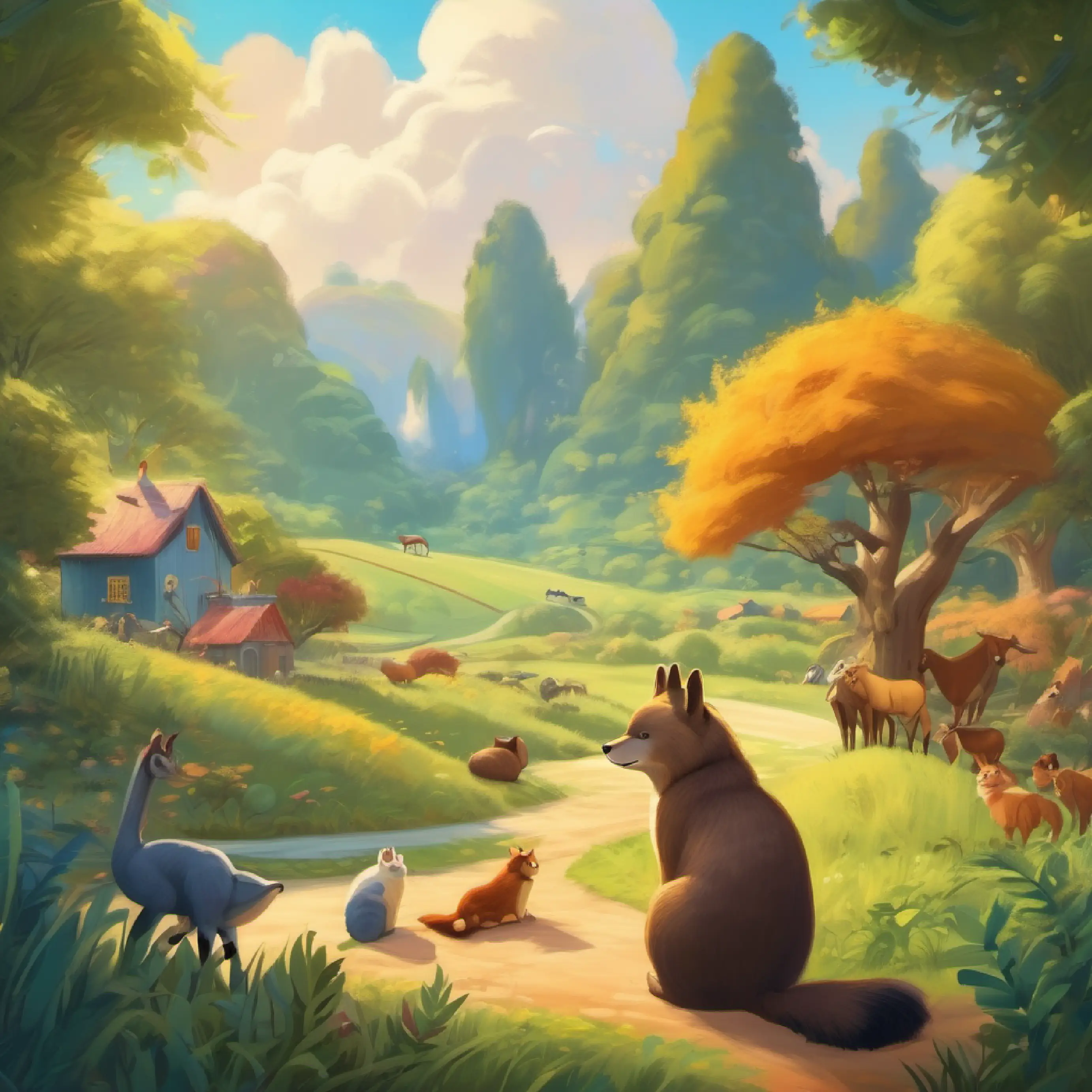 Each animal is enjoying their day, showcasing their unique traits.