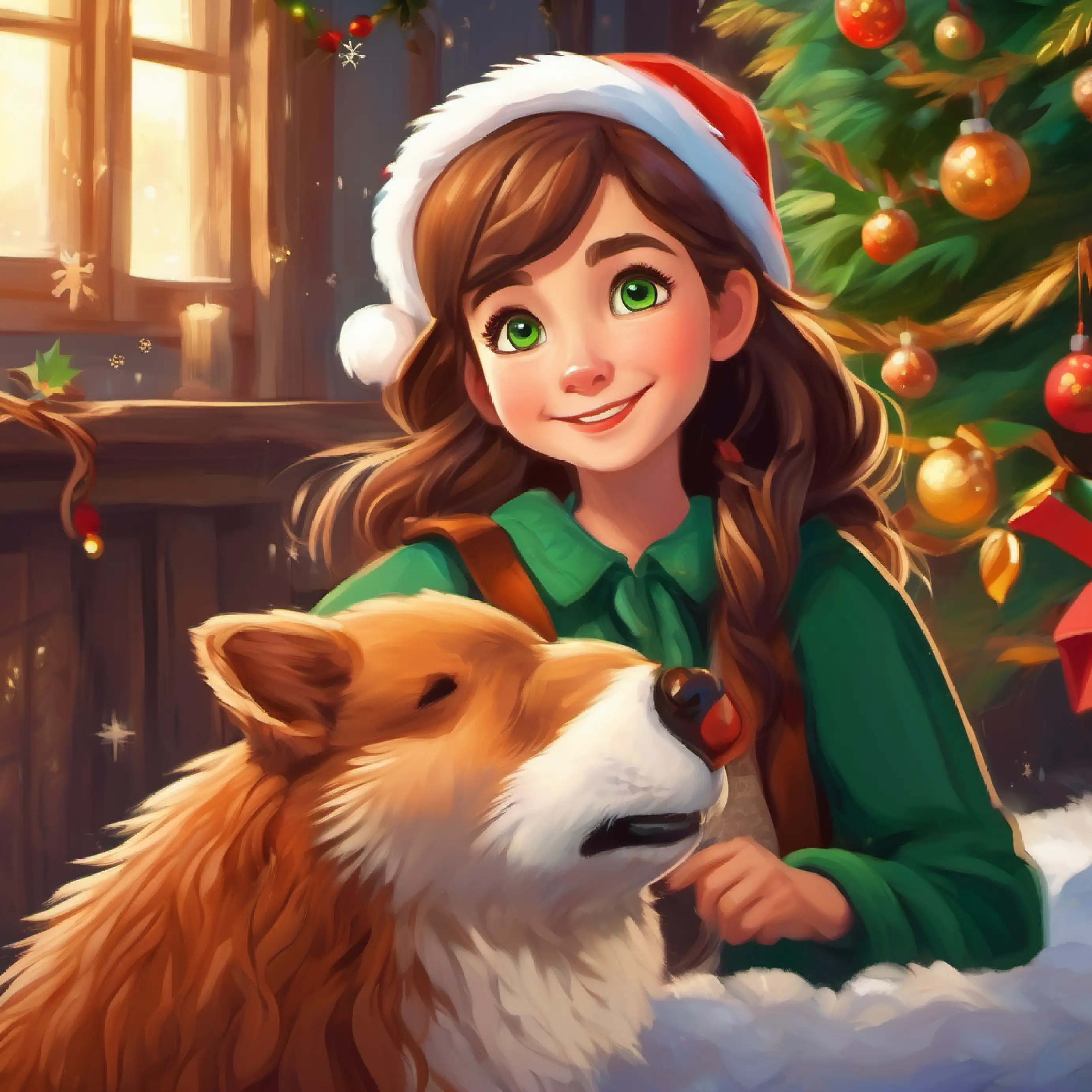 Animals are grateful, but Young girl, long brown hair, kind green eyes is happy just helping.