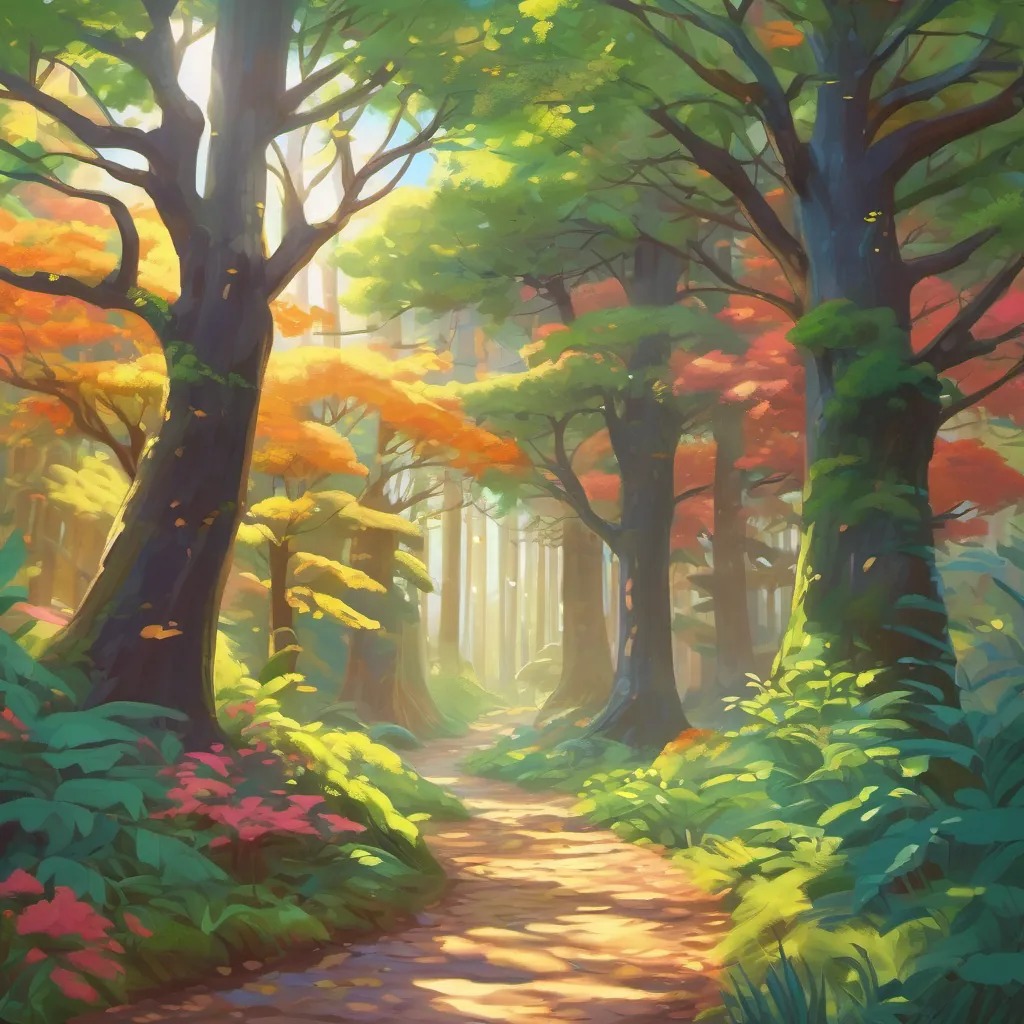 A cheerful conclusion with a vibrant forest glowing under the morning sun, symbolizing unity and friendship.