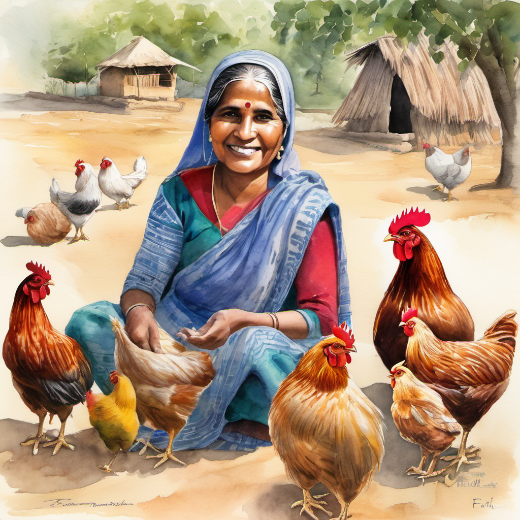 Fazila, Dadi Buri's daughter, joined the weaving circle next. Fazila was a strong and independent woman who loved her village dearly. Nani Buri asked Fazila to share a story about the importance of community. Fazila weaved a beautiful tale about how the villagers came together to build a bridge, which connected their village to others. Khokon understood that we are all connected and together we can accomplish great things. The chickens, led by Murgi, were the final participants in the weaving circle. They clucked and chirped with excitement as Nani Buri asked them to share a story about bravery. Murgi told a story about a little chicken who faced her fears and saved her friends from danger. Khokon learned that sometimes, being brave means facing our fears and helping others.