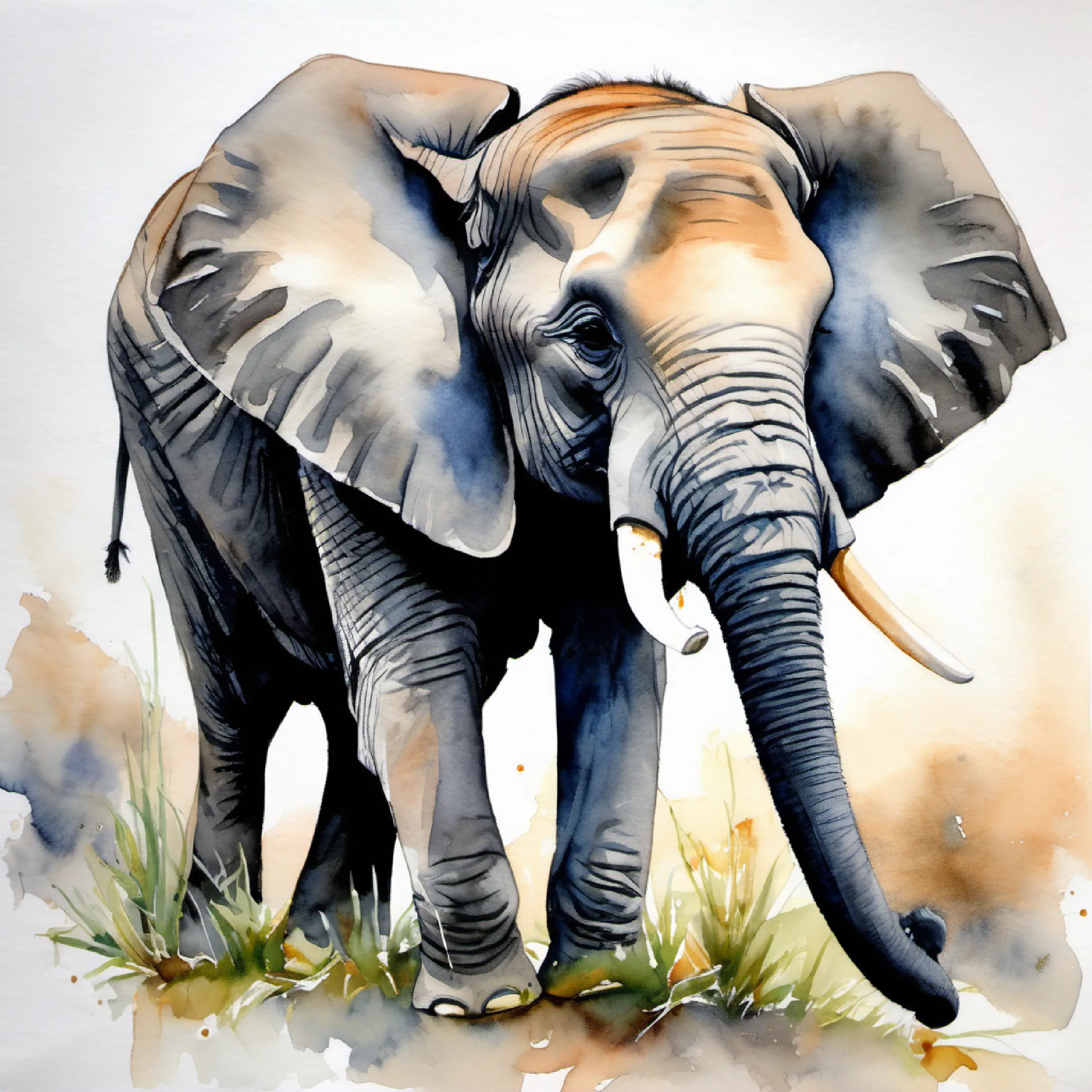 Conclusion, Young elephant, friendly eyes, light gray skin dreaming of future adventures